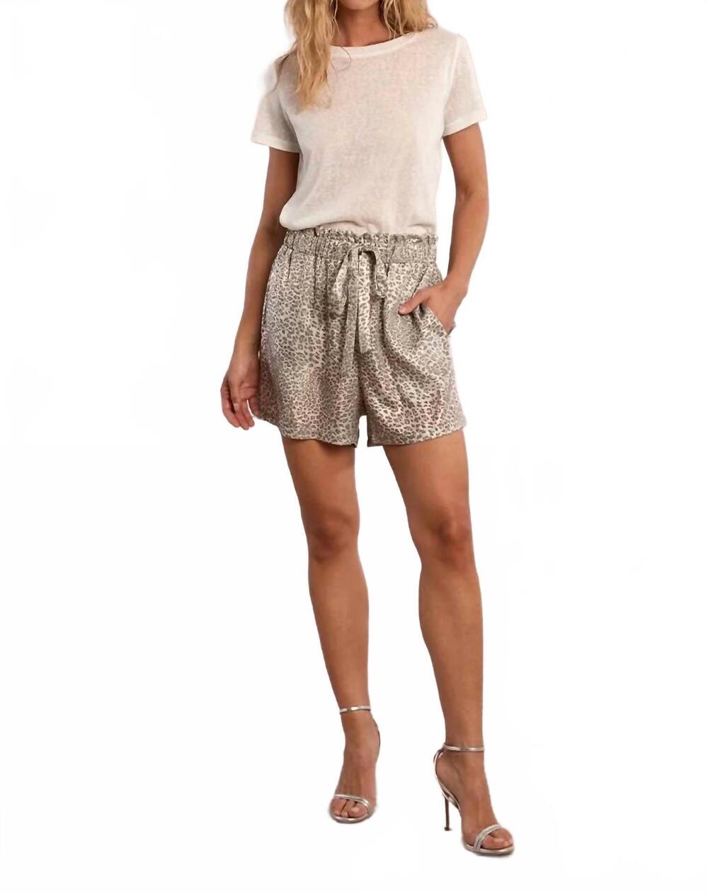 NEW MOLLY BRACKEN flowing satin pull-on shorts in leopard print